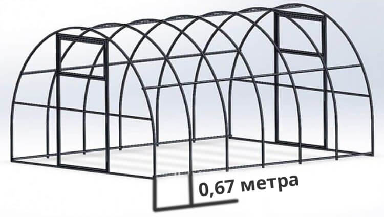 Каркас теплицы с шагом дуг 67 см